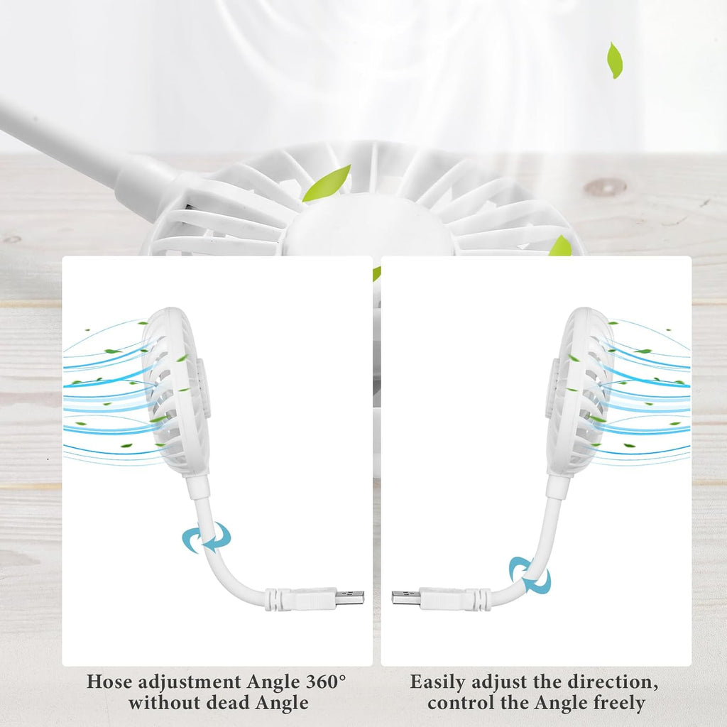 2 Pcs USB Mini Fan 360° Rotation Portable Desk Fan for Laptop Power Bank Travel Camping