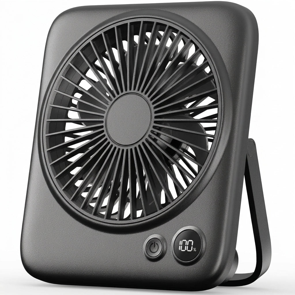 Portable Desk Fan 6.5 Inch 4000mAh Rechargeable USB Powered 23Hrs Cordless 4-Speed LED Display