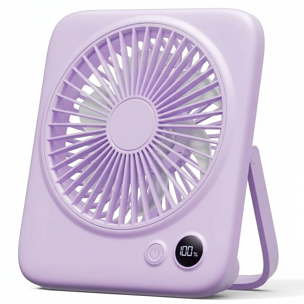Portable Desk Fan 6.5 Inch 4000mAh Rechargeable USB Powered 23Hrs Cordless 4-Speed LED Display