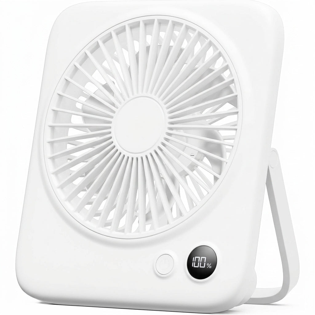 Portable Desk Fan 6.5 Inch 4000mAh Rechargeable USB Powered 23Hrs Cordless 4-Speed LED Display