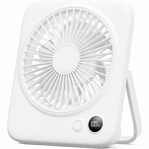 Portable Desk Fan 6.5 Inch 4000mAh Rechargeable USB Powered 23Hrs Cordless 4-Speed LED Display