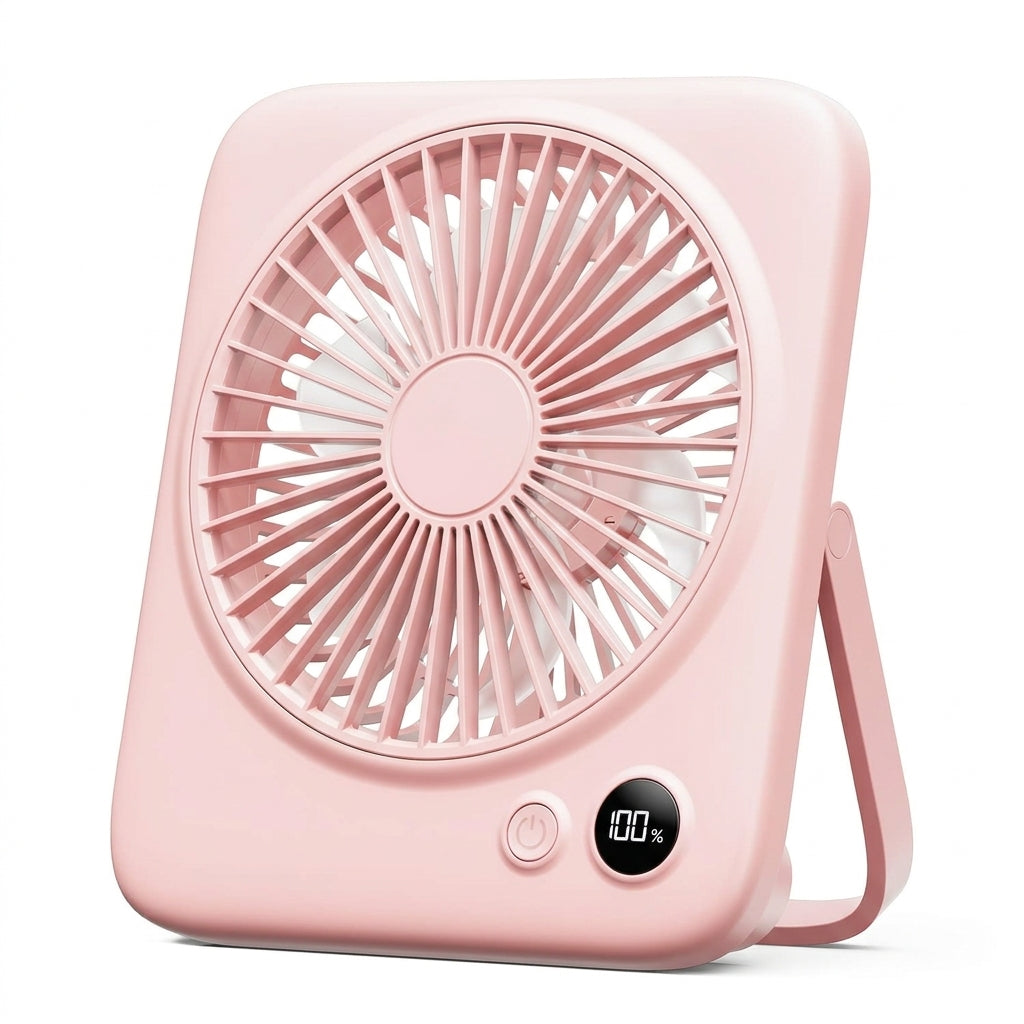 Portable Desk Fan 6.5 Inch 4000mAh Rechargeable USB Powered 23Hrs Cordless 4-Speed LED Display