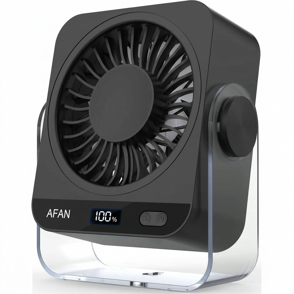Rechargeable Desk Fan 5000mAh Battery 199 Speeds Digital Display 120° Tilt Quiet for Home Office