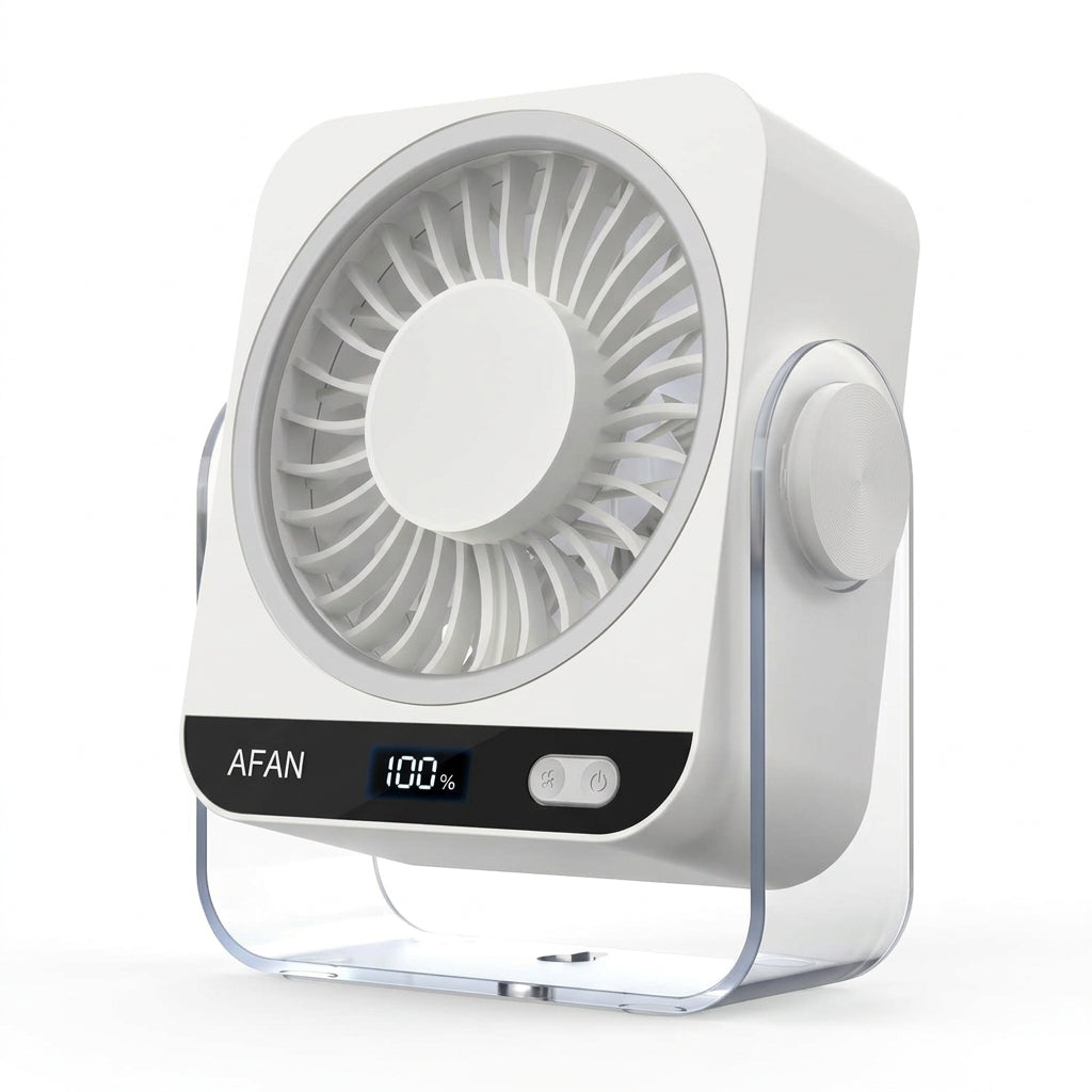 Rechargeable Desk Fan 5000mAh Battery 199 Speeds Digital Display 120° Tilt Quiet for Home Office