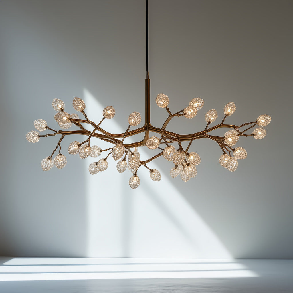 Original horizontal brass branch chandelier