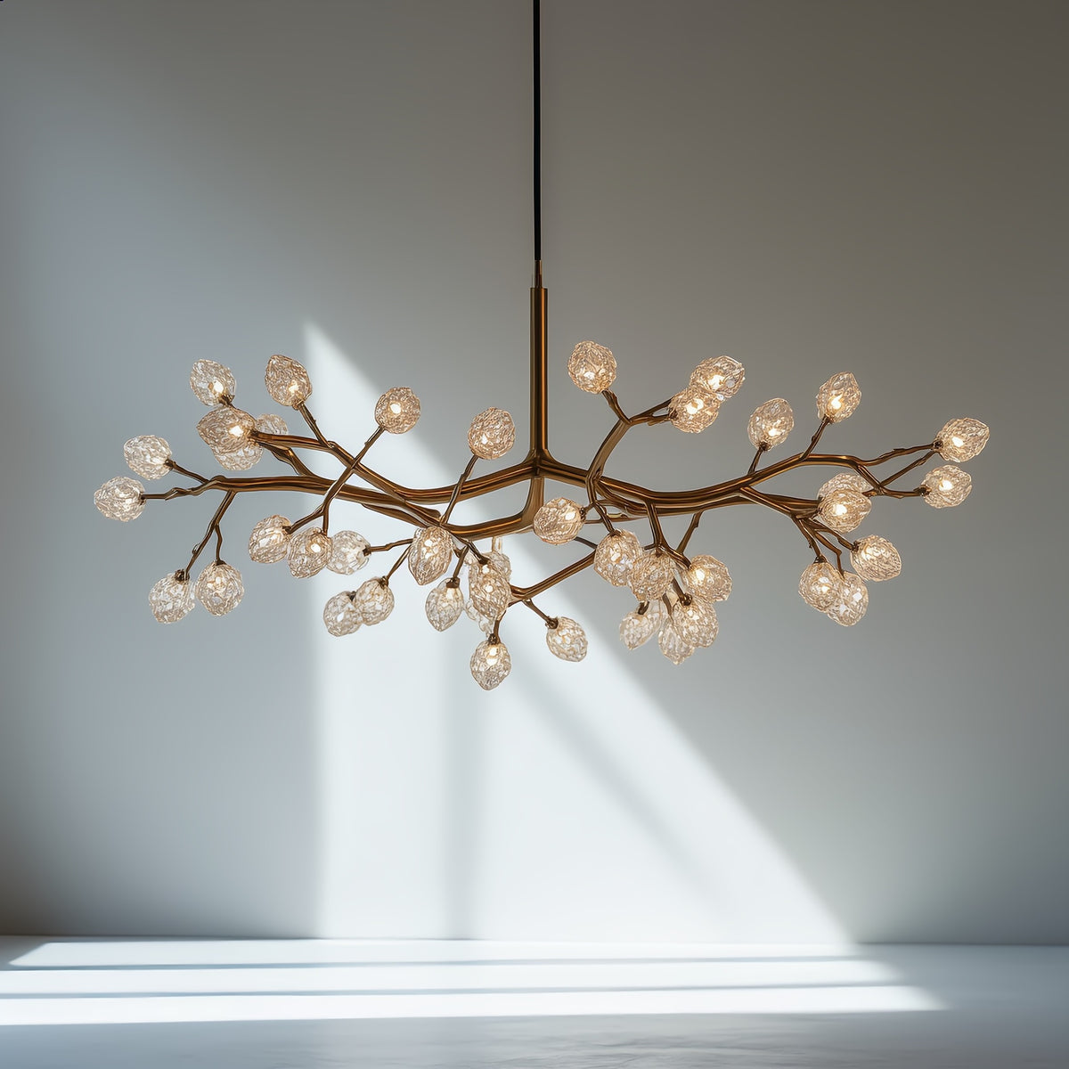 Original horizontal brass branch chandelier