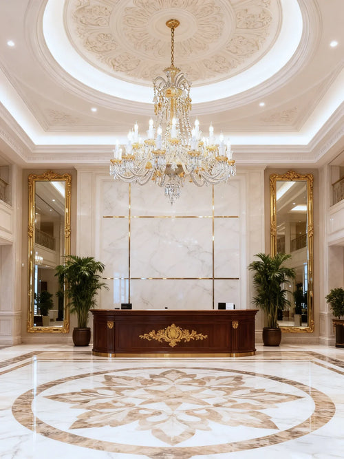 24 Lights Clear & Amber Baccarat Crystal Lighting Chandelier