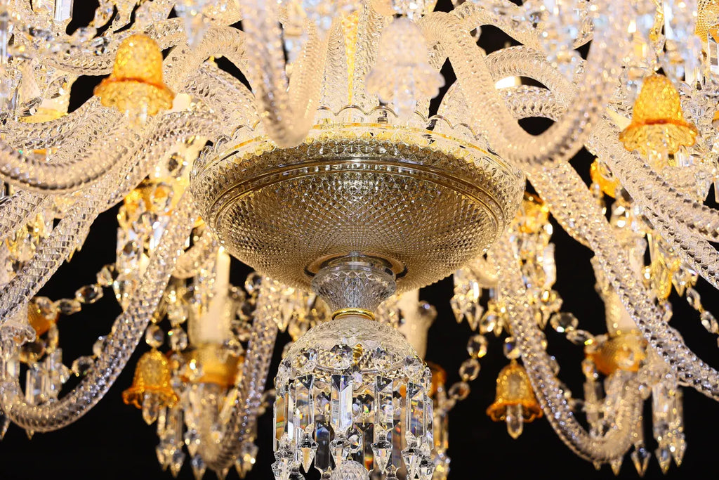 24 Lights Clear & Amber Baccarat Crystal Lighting Chandelier