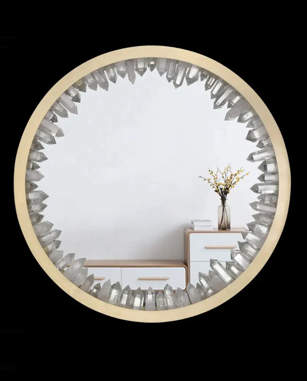 Round Geode Quartz Crystal Mirror Lamp