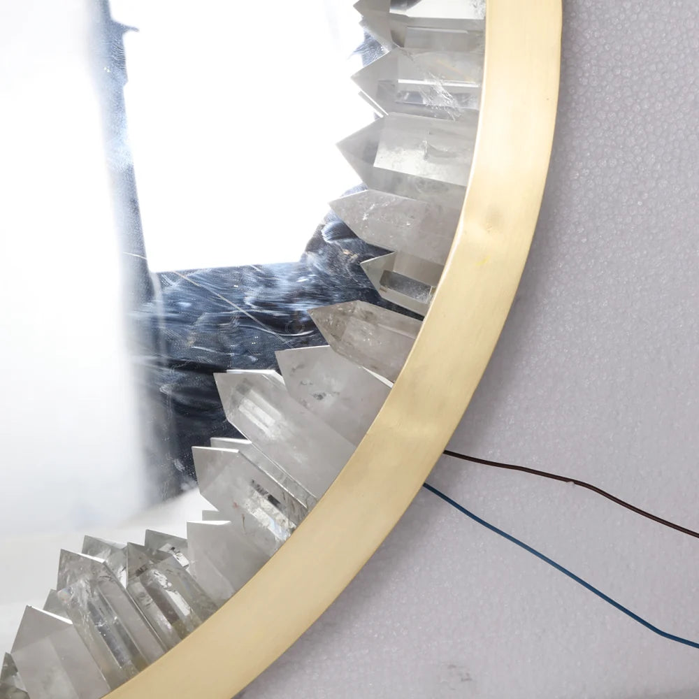 Round Geode Quartz Crystal Mirror Lamp