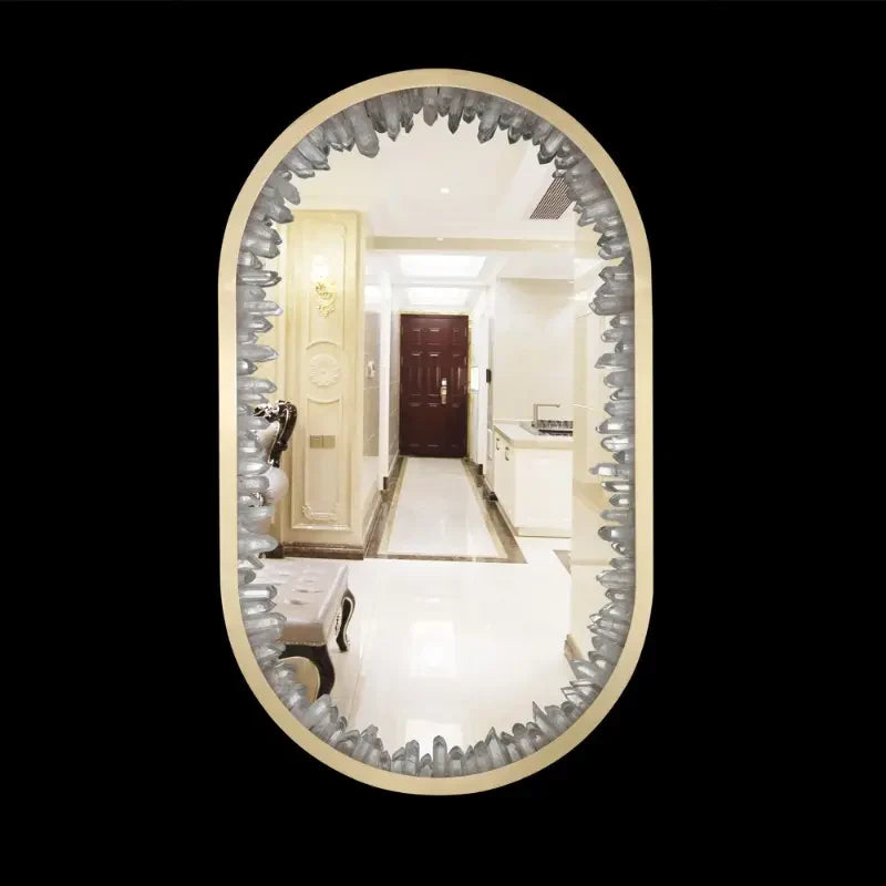 Oval Geode Quartz Crystal Mirror Light