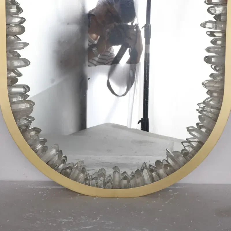 Oval Geode Quartz Crystal Mirror Light