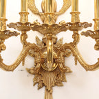 41 Inch Tall French Retro Brass Wall Sconce 5 Lights European Style Copper Wall Lamp