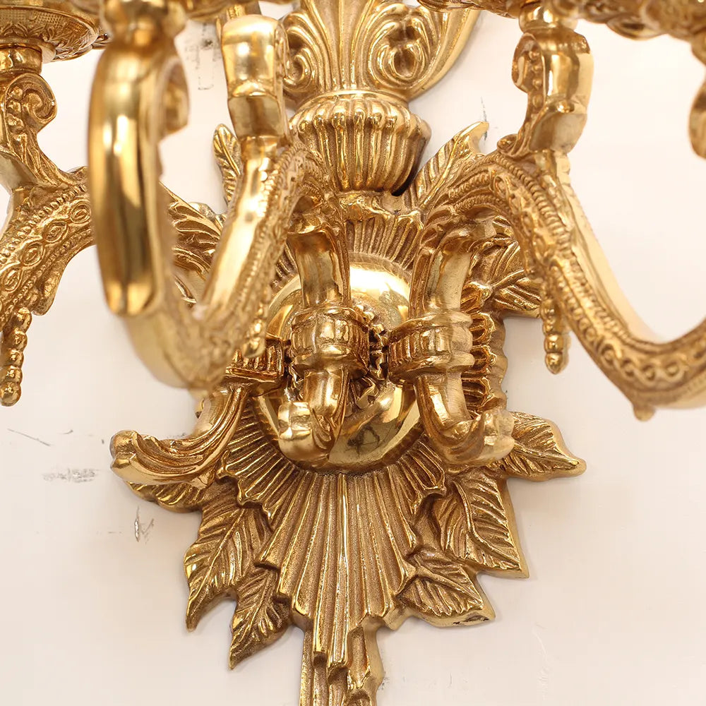 41 Inch Tall French Retro Brass Wall Sconce 5 Lights European Style Copper Wall Lamp
