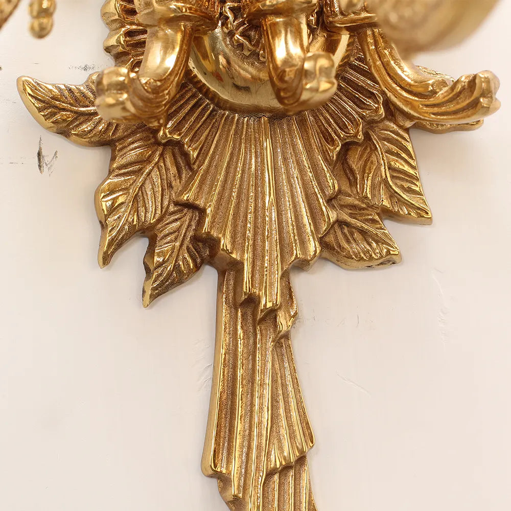 41 Inch Tall French Retro Brass Wall Sconce 5 Lights European Style Copper Wall Lamp