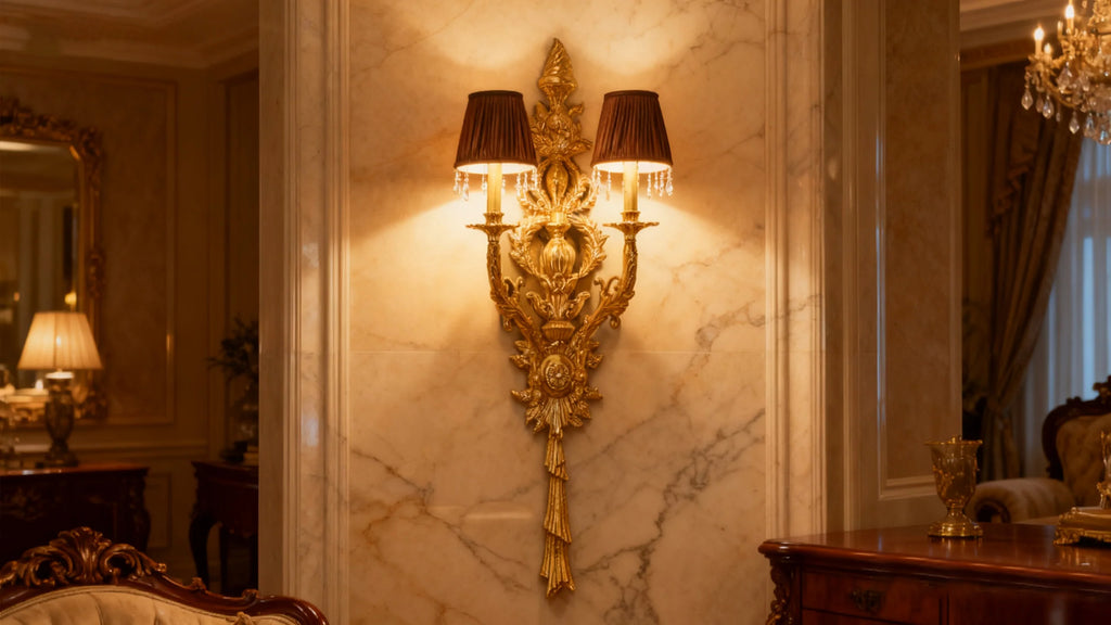 42 Inch Height 2 Lights European Style Brass Wall Sconce