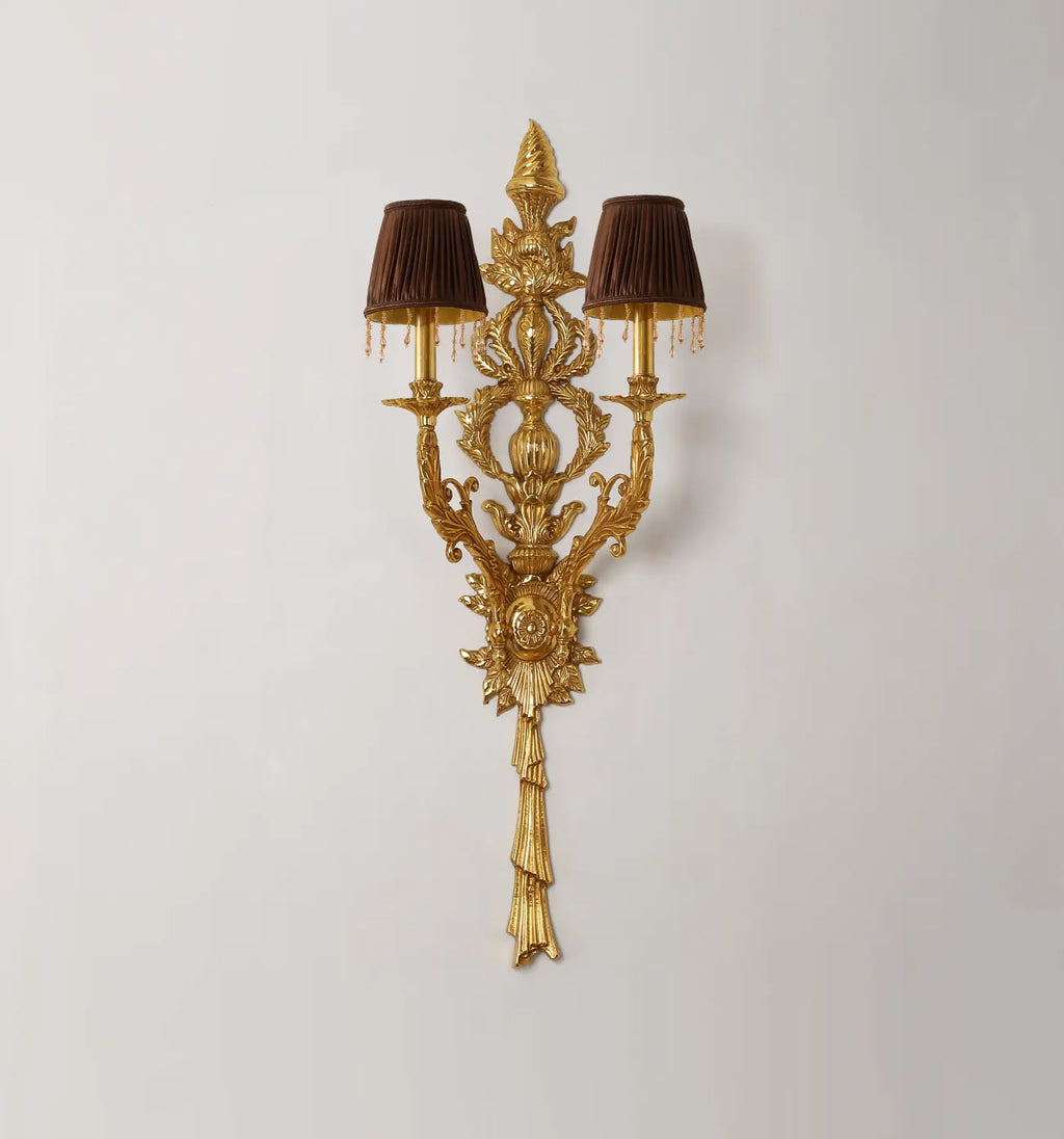 42 Inch Height 2 Lights European Style Brass Wall Sconce