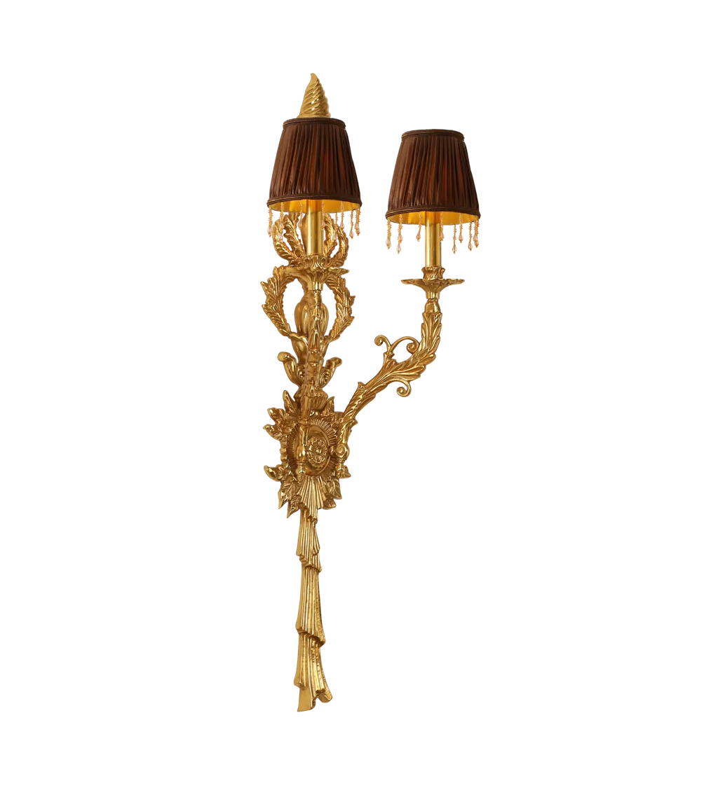 42 Inch Height 2 Lights European Style Brass Wall Sconce