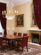 Elegant Small French Empire Brass & Crystal Chandelier 25'' W x 22'' H – Ideal for Living Room Dining Nook Entryway