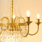 Elegant Small French Empire Brass & Crystal Chandelier 25'' W x 22'' H – Ideal for Living Room Dining Nook Entryway