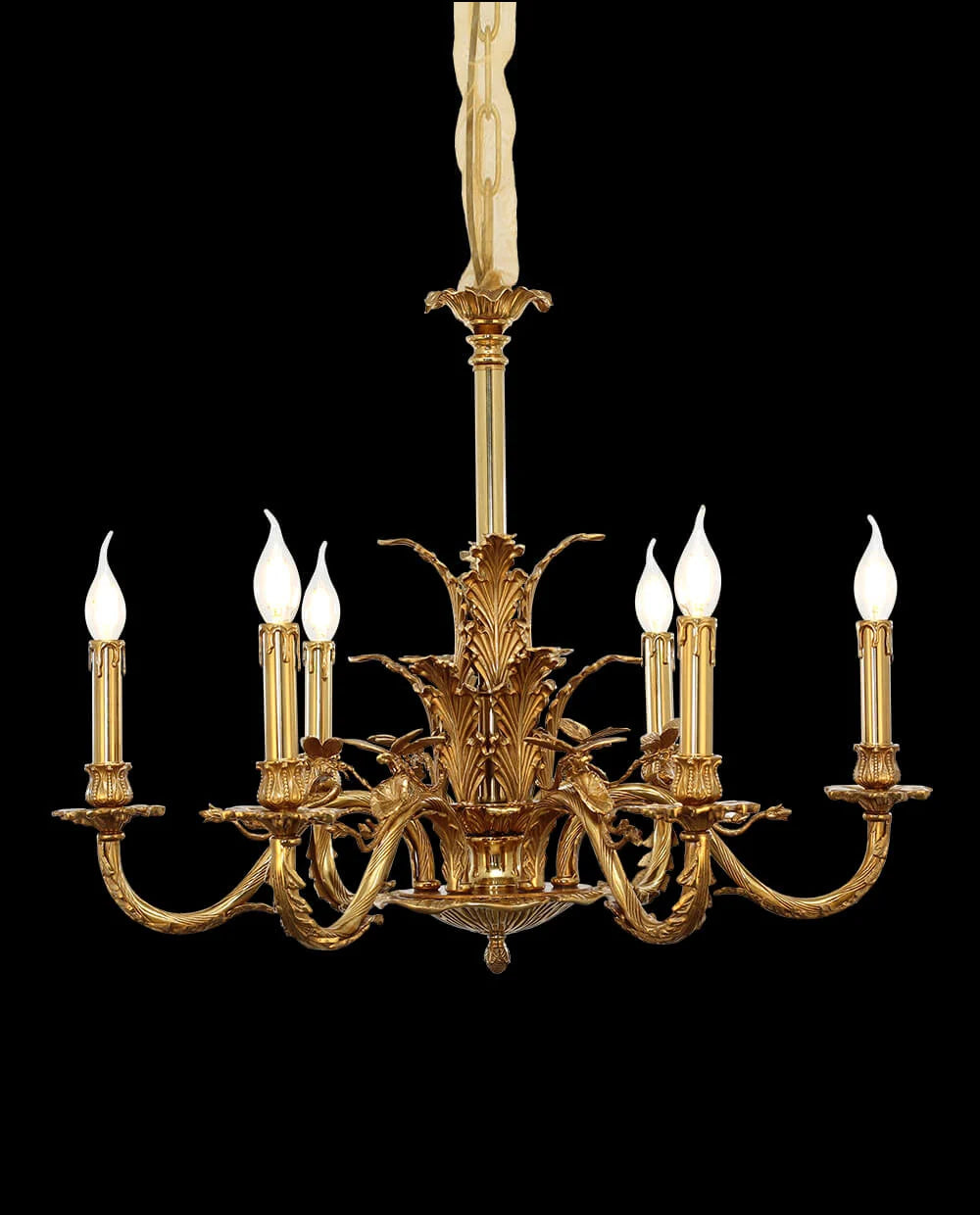 28X22 Inch 6 Lights European French Copper Chandelier Light for Bedroom/ Living Room
