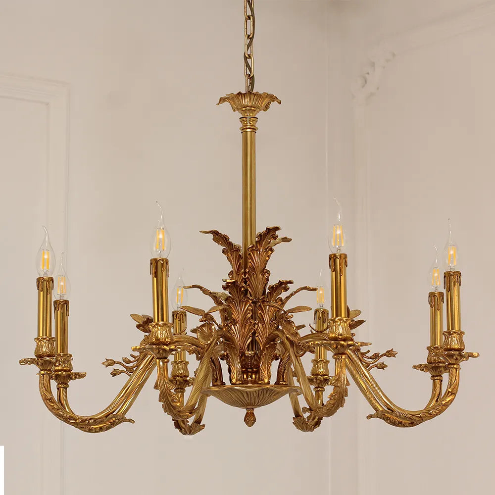 31X24 Inch 8 Lights European French Copper Chandelier Light for Bedroom/ Living Room