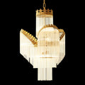 Sleek Small Modern Art Deco Brass & Glass Chandelier 19'' W x 27'' H – Perfect for Living Room Entryway Bedroom