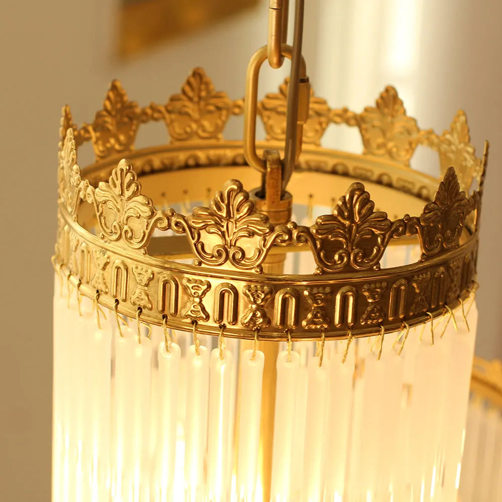 Sleek Small Modern Art Deco Brass & Glass Chandelier 19'' W x 27'' H – Perfect for Living Room Entryway Bedroom