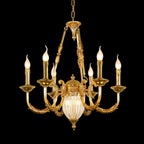 6 Lights Small Empire Style Antique Brass Chandelier Gold Chandelier for Study Room 26X26 Inch