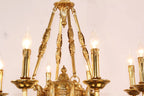 6 Lights Small Empire Style Antique Brass Chandelier Gold Chandelier for Study Room 26X26 Inch