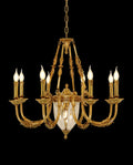 8 Lights Small Empire Style Antique Brass Chandelier Gold Dining Room Chandelier 31X28 Inch