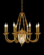 8 Lights Small Empire Style Antique Brass Chandelier Gold Dining Room Chandelier 31X28 Inch