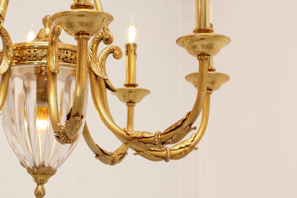 8 Lights Small Empire Style Antique Brass Chandelier Gold Dining Room Chandelier 31X28 Inch