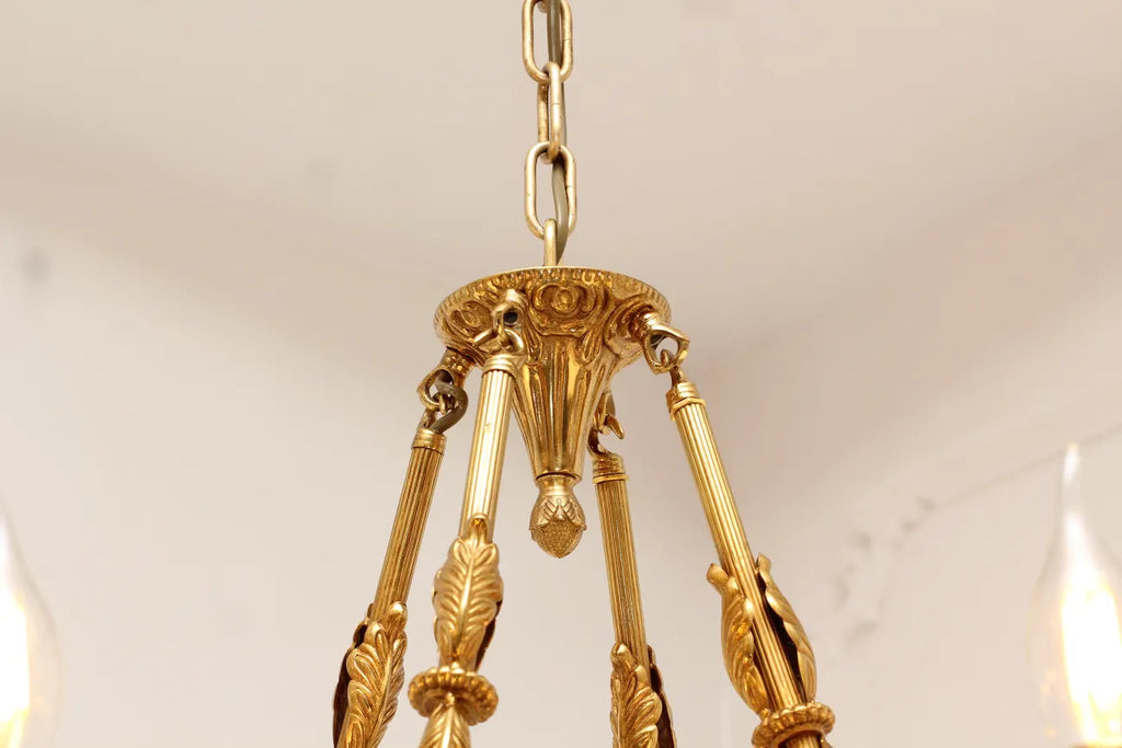 8 Lights Small Empire Style Antique Brass Chandelier Gold Dining Room Chandelier 31X28 Inch