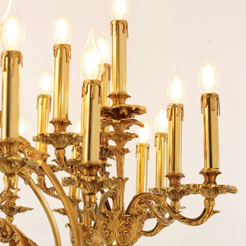 47X39 Inch 36 Lights Baroque Style Antique Brass Chandelier