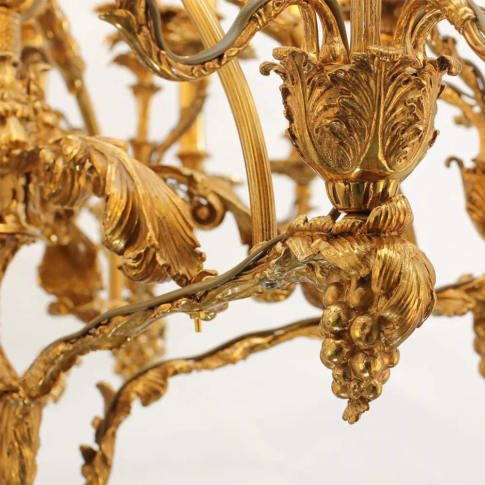 47X39 Inch 36 Lights Baroque Style Antique Brass Chandelier