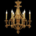 26X30 Inch 6 Lights Small Baroque Style Antique Copper Chandelier