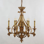 26X30 Inch 6 Lights Small Baroque Style Antique Copper Chandelier