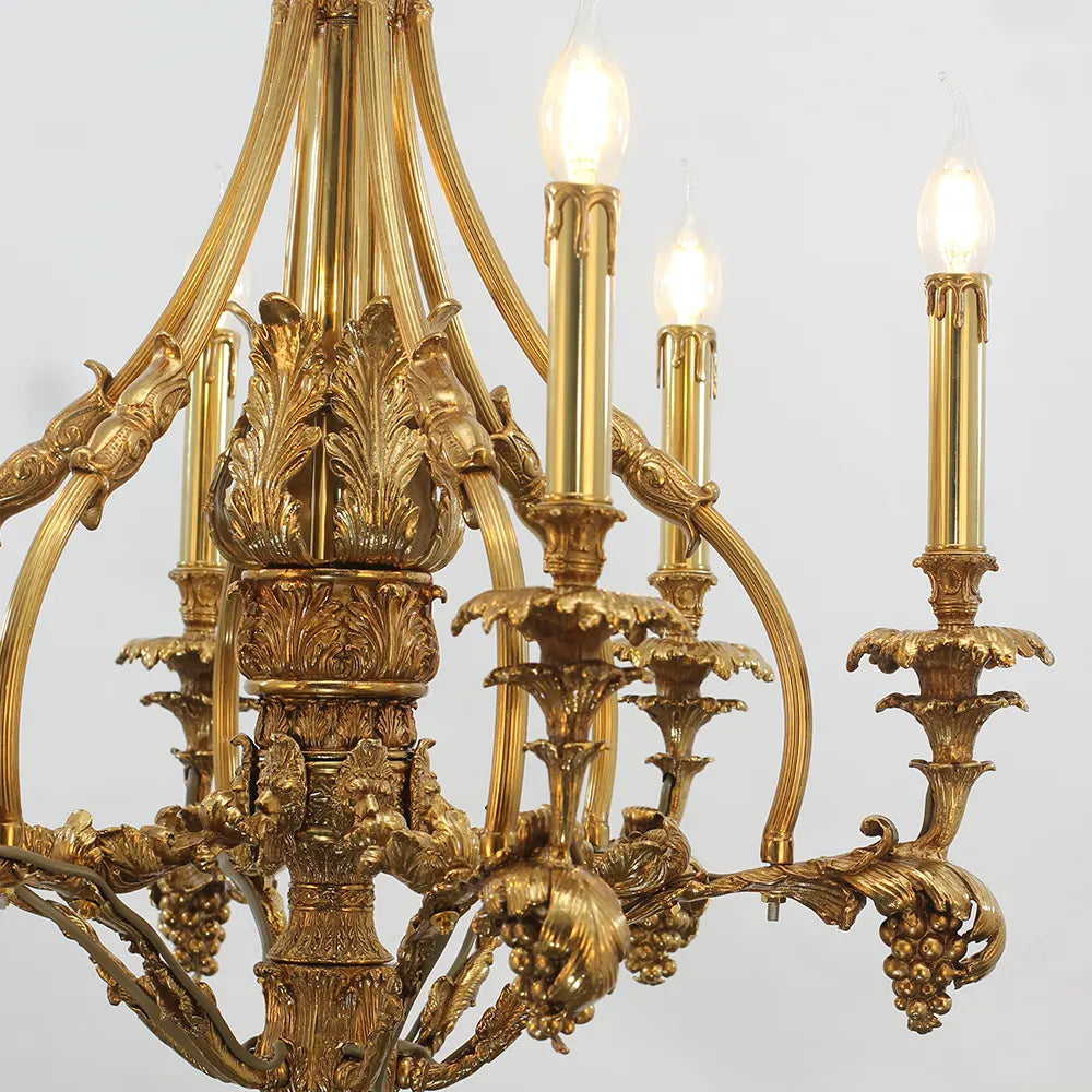 26X30 Inch 6 Lights Small Baroque Style Antique Copper Chandelier