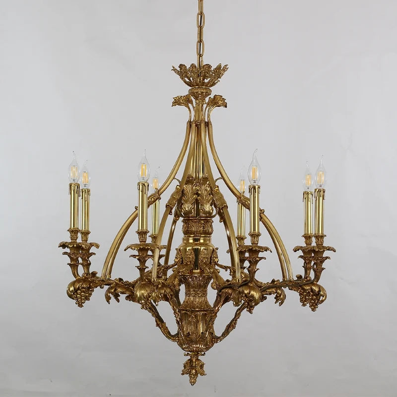 33X31 Inch 8 Lights Small Baroque Style Antique Copper Chandelier