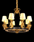 35X29 Inch 8 Lights Rococo Stype Cast Horse Head Antique Copper Chandelier Light