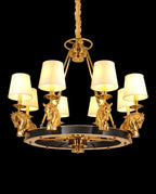 35X29 Inch 8 Lights Rococo Stype Cast Horse Head Antique Copper Chandelier Light