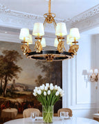 35X29 Inch 8 Lights Rococo Stype Cast Horse Head Antique Copper Chandelier Light