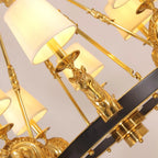 35X29 Inch 8 Lights Rococo Stype Cast Horse Head Antique Copper Chandelier Light