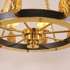 35X29 Inch 8 Lights Rococo Stype Cast Horse Head Antique Copper Chandelier Light
