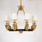 35X29 Inch 8 Lights Rococo Stype Cast Horse Head Antique Copper Chandelier Light