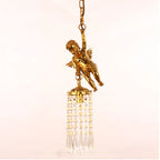 Mini Cast Copper Angel Crystal Pendant Light