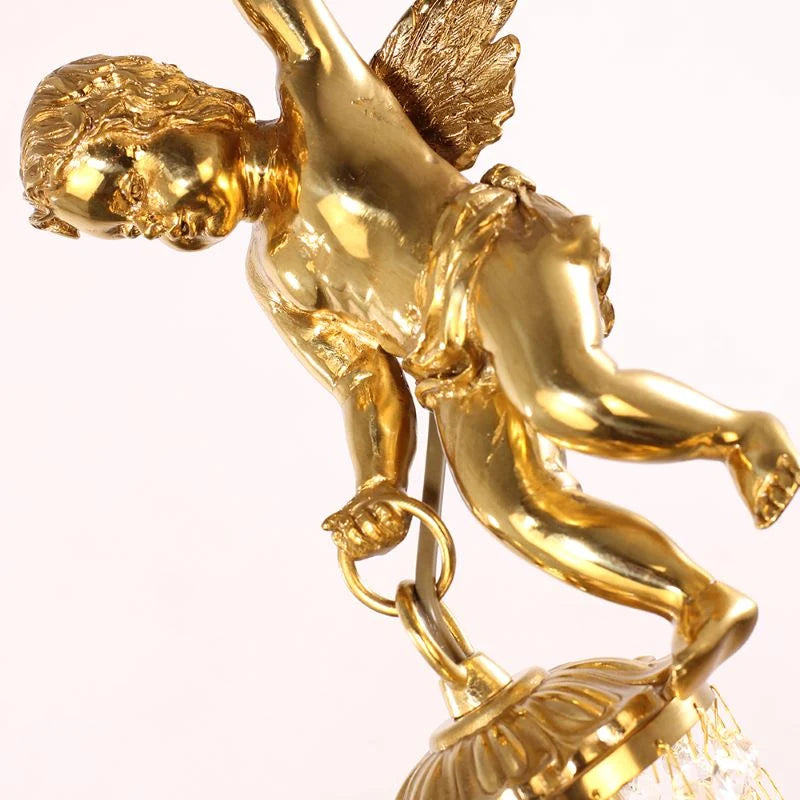 Mini Cast Copper Angel Crystal Pendant Light