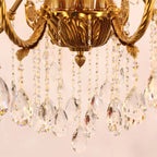 43X39 Inch 15 Lights Two-tier Traditional Brass and Crystal Chandelier for Living Room