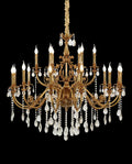 47X41 Inch 18 Lights Two-tier Big Brass and Crystal Chandelier Gold Chandelier for Extrance